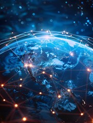 Fototapeta premium Digital World Globe with High Speed Connectivity and Cyber Technology Concept