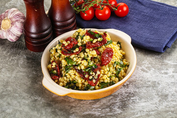 Vegetarian Pasta ptitim with vegetables