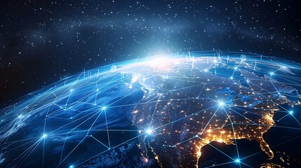 Futuristic Digital Globe Showcasing Global Network Connectivity and Cyber Technology