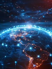 Digital World Globe Concept of Global Network and Connectivity on Earth with High Speed Data