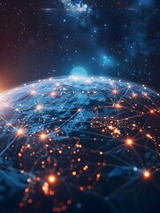 Obraz premium Glowing Digital Globe Representing Global Connectivity and Data Exchange in Cyber Technology