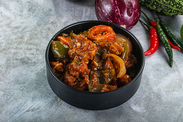 Asian cuisine - prawn in chili sauce