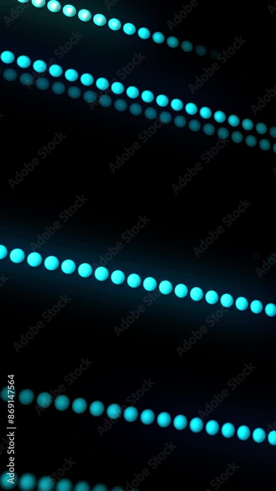 Poster stream of glowing lines from dots. motion. bright stream of binary neon lines on black background. b