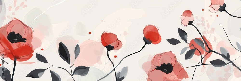 Poster modern geometric floral pattern with muted colors on a light background. perfect for contemporary de