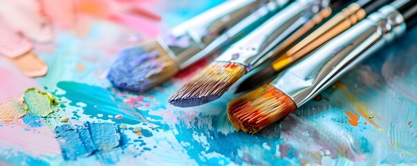 Obraz premium Vibrant Watercolor Paints and Brushes for Expression