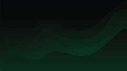 Abstract green wave flowing isolated on a dark green gradient background. Vector illustration