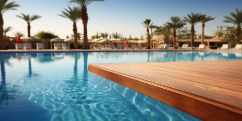 Swimming Pool Deck in a Tropical Resort