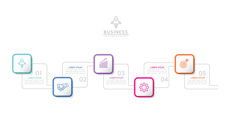Vector infographic business presentation template connected with 5 options