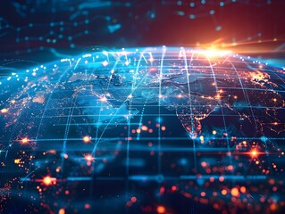 Obraz premium Digital Global Network Connectivity and High Speed Data Transfer Concept