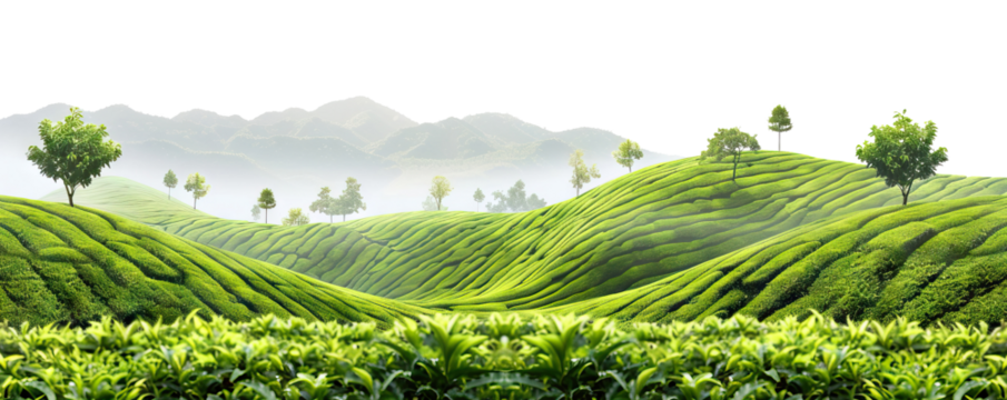 Picturesque tea plantation, cut out