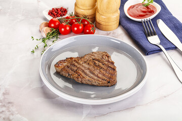 Grilled marble beef steak with sauce
