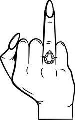 Wedding Diamond Ring Finger Outline