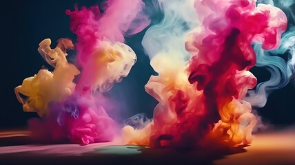 Art smoky colorful fire shape clouds