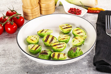 Grilled green brussel sprout cabbage