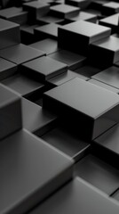 Obraz premium Overlapping minimalist black 3D cubes geometric, abstract