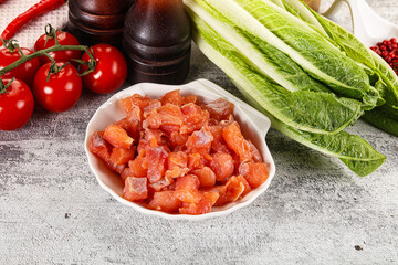 Salted salmon cubes for cooking