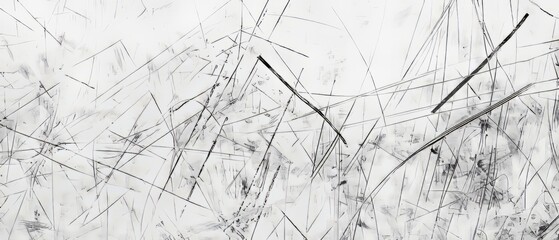 Obraz premium Pencil sketch style, panoramic close-up, high detail scan of worn concrete, on white background, Generative AI
