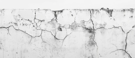 Obraz premium Pencil sketch style, panoramic close-up, high detail scan of worn concrete, on white background, Generative AI