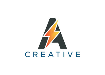 Minimal and professional Letter A thunder logo design template