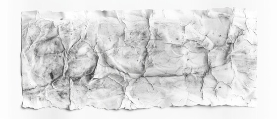 panoramic close-up, high detail scan of worn-out cardboard, on white background, Generative AI