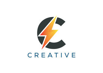 Minimal and professional Letter C thunder logo design template