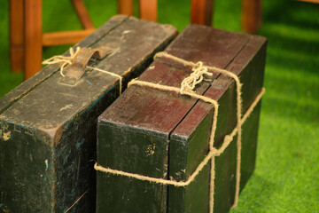 An old suitcase for transporting things on a trip to the railway station