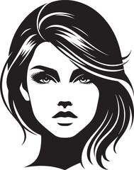 Woman beauty face silhouette vector illustration on transparent background