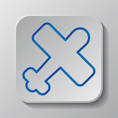 Obraz premium Aircraft simple icon, vector. Flat design. Paper cut design. Cutted blue symbol with shadow. Gray badge button, gray background