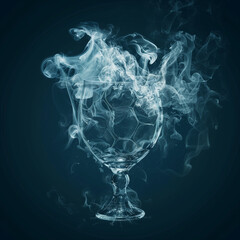 Obraz premium Smoky soccer trophy isolated on black background. Design for fashion graphics, sport illustrations, silkscreen printing and home, bar, pub decor.