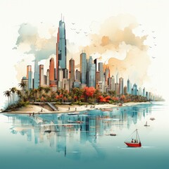 Panama City Minimalism: Vector Illustration of Urban Landscape