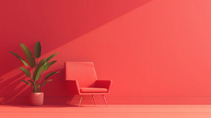 Interior design layout, minimalist furniture, flat design illustration