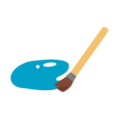 絵の具　筆　塗る　色塗り　青　アート　アイコン　イラスト