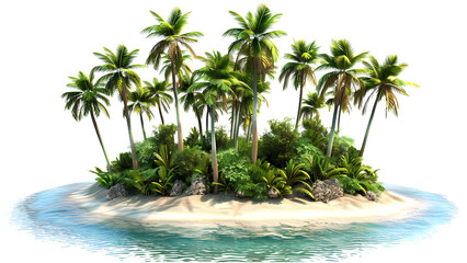 Obraz premium Palm tree island isolate on white background