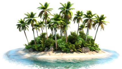Palm tree island isolate on white background