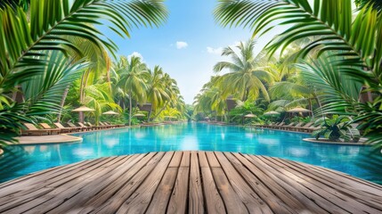 Fototapeta premium Tropical Paradise: Relaxing by the Pool