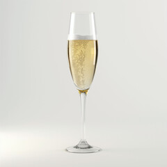 Glass of champagne, white background, no background, ai generative	