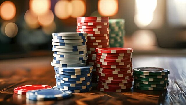 Stack of casino poker chips, Casino poker chip pile, Chips stack on a table, Casino board	