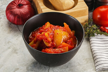 Homemade Lecho with tomato and paprika