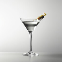 Martini glass, cocktail, white background, no background, ai generative	
