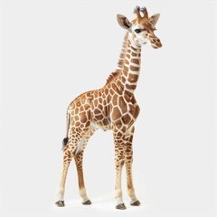 Obraz premium baby giraffe isolated on white background, high quality