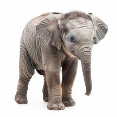 Fototapeta premium baby elephant isolated on white background, high quality 32k