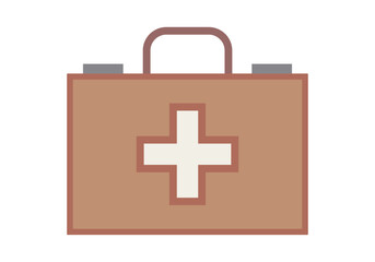 Maletín de botiquín rojo en fondo blanco