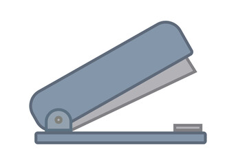 Grapadora azul de oficina en fondo blanco