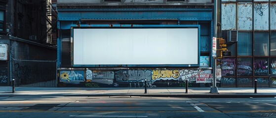 Obraz premium Blank White Billboard in Urban Setting with Copy Space for Custom Ads or Graphics