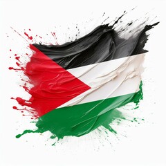 Abstract Palestine flag with paint brush strokes, isolated on a white or transparent background.