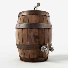 Obraz premium Wooden keg of craft beer, white background, no background, ai generative 