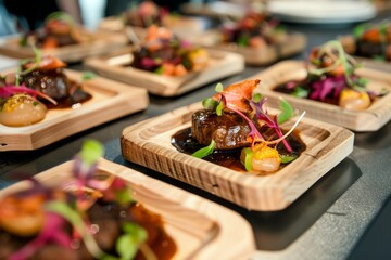 Professional Photography of Chef Event Menus, showcasing the chef's creation of tailored menus for events and gatherings, Generative AI