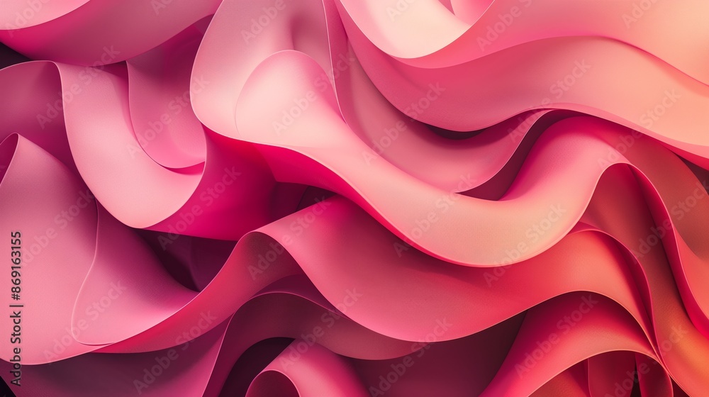 Poster a looping animated background with curvy forms in pink and red, creating continuous dynamic movement