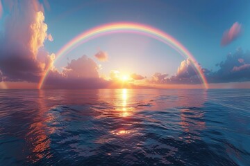 At sunset, the rainbow in the sea © fanjianhua