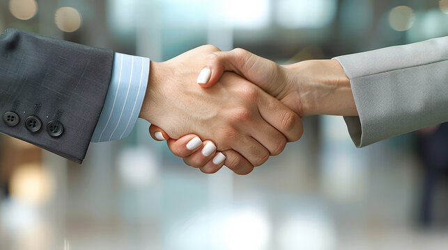 Handshake in Modern Office Setting  - Powered by Adobe
